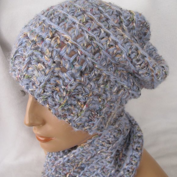 New Handmade Chunky Slouch Hat and Infinity Scarf Set - Picture 6 of 9